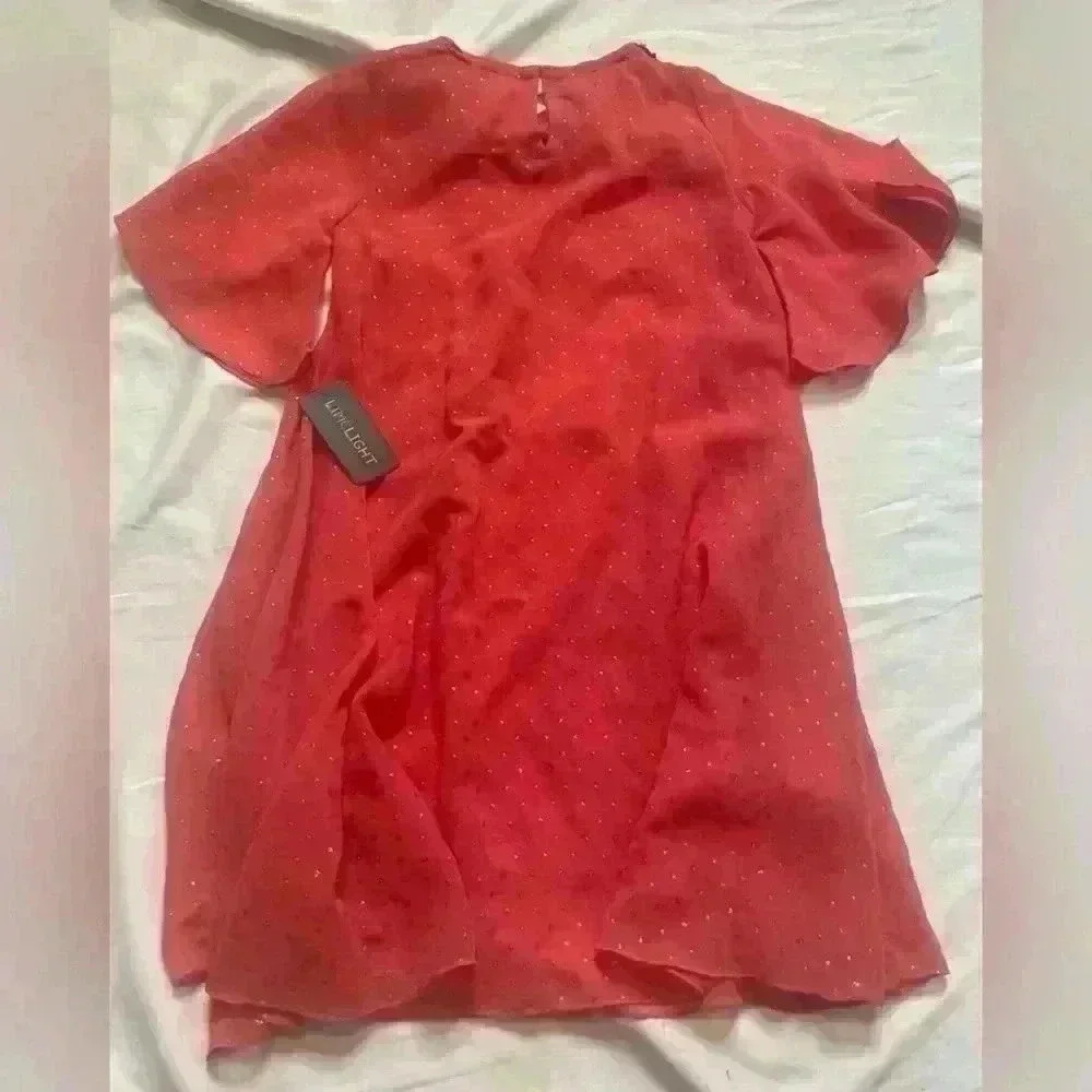 Limelight Chiffon Girls Size 4-5 Dress Coral - Picture 3 of 7